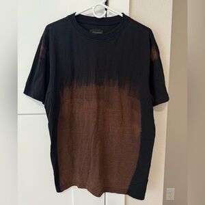 Men's Two-Tone Black and Brown Short Sleeve Tee L